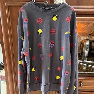 Marvel Men's Crewneck Sweater - Black with Red and Yellow Graphics XXL